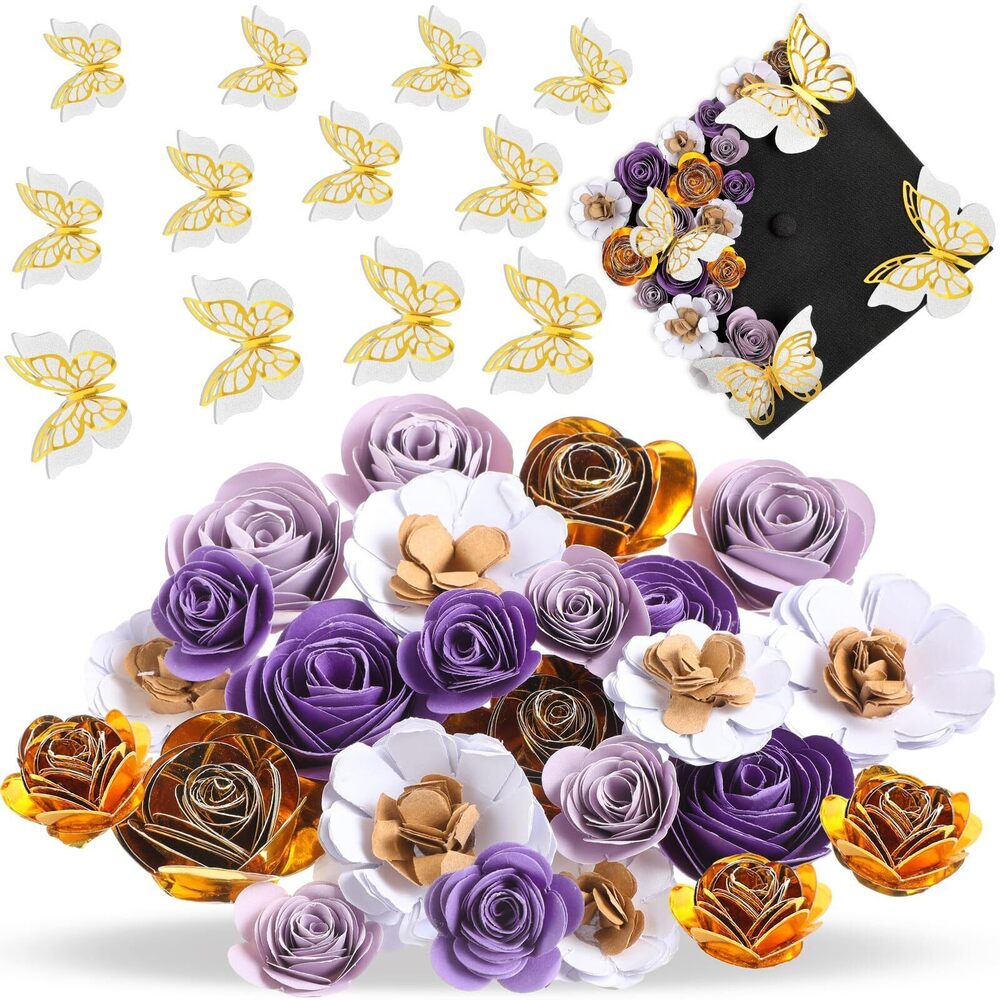 3419 36 Pcs DIY Graduation Cap Decorations Accessory Kit Include Faux Paper